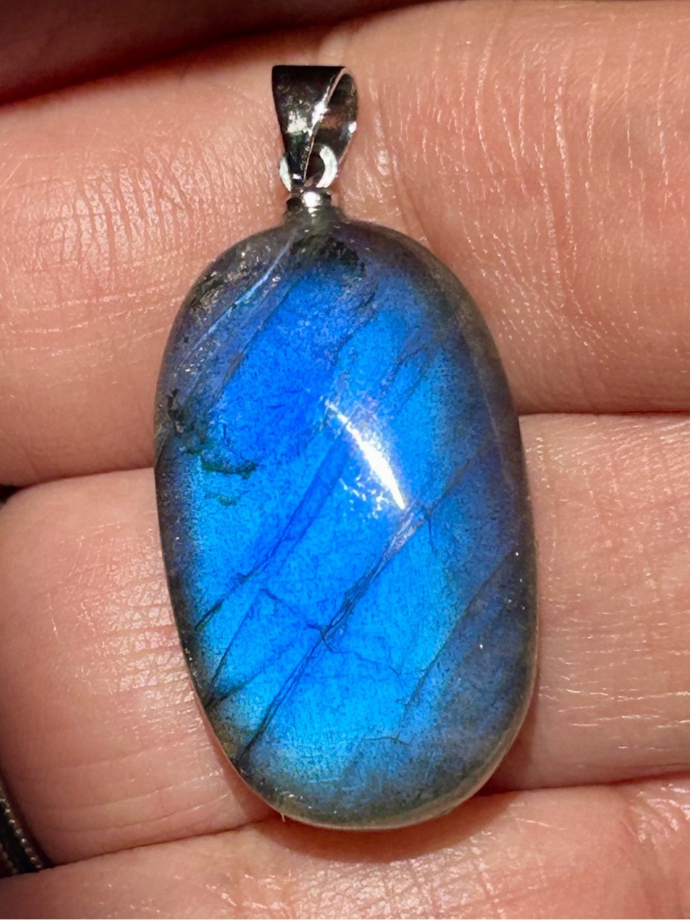 Blue Labradorite Crystal Pendant - Sterling Silver S925